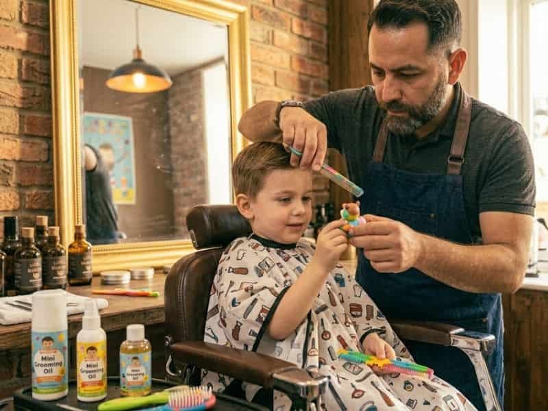 Corte de cabello infantil para niño en barbería de Tulancingo